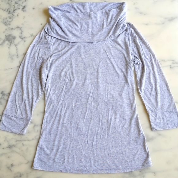 NWOT. The Limited Modal and Wool Light Grey Cowl Neck Top with 3/4 sleeve. - Picture 3 of 4